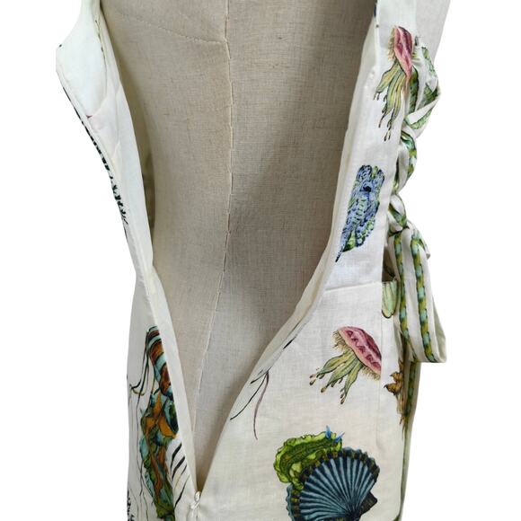 ALEMAIS + Sam Pauletto Sea printed linen mini dress US 8 - Picture 9 of 12